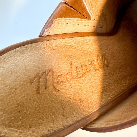 Madewell Harper Leather Block Heel English Saddle Brown Mule Size 5 - Picture 12 of 13